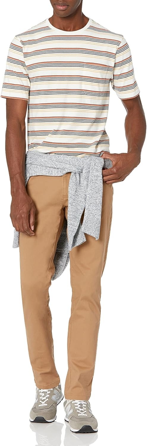 image:imageAmazon Essentials Mens SkinnyFit 5Pocket Stretch Twill Chino PantsKhaki