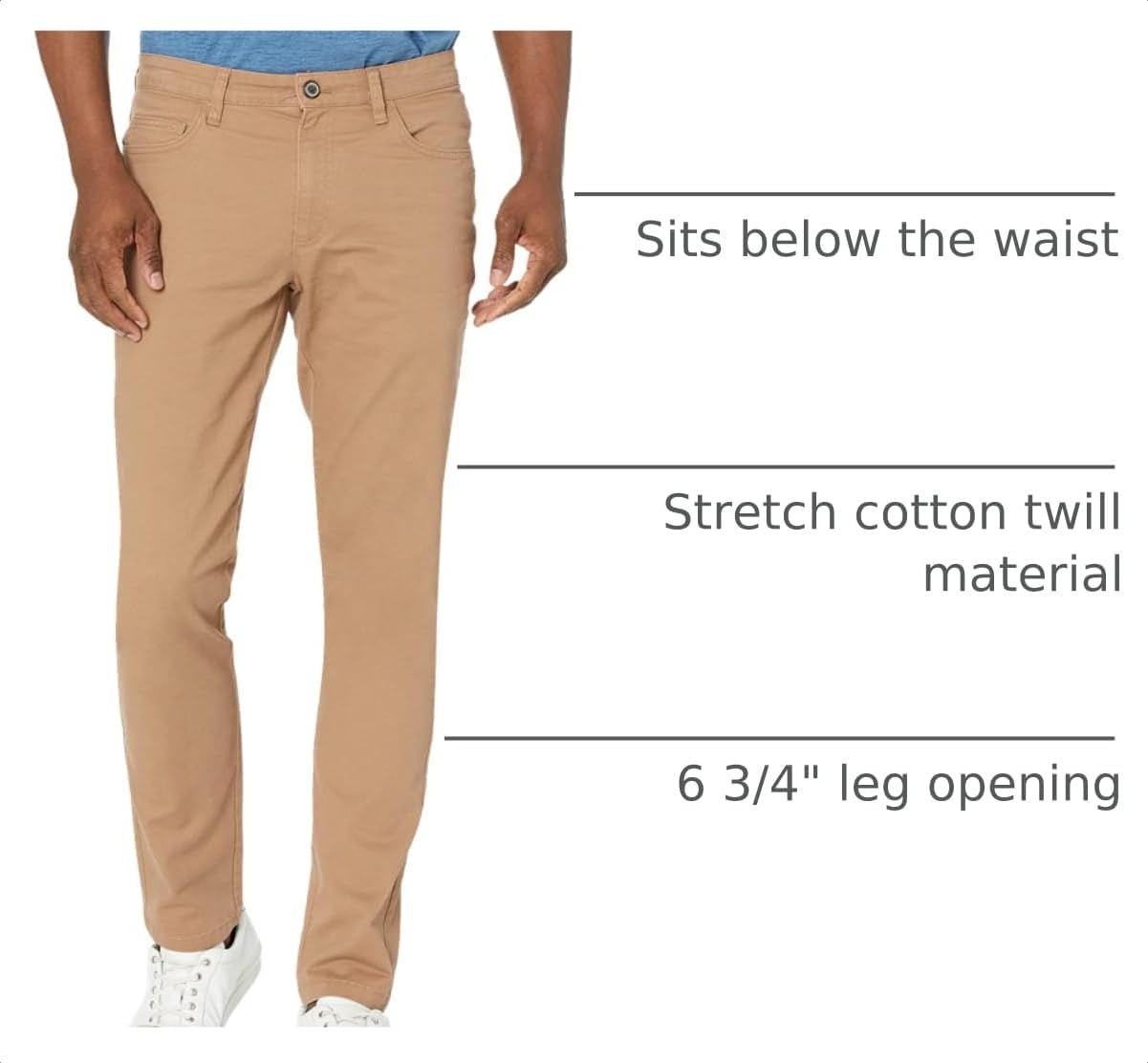 image:imageAmazon Essentials Mens SkinnyFit 5Pocket Stretch Twill Chino PantsKhaki