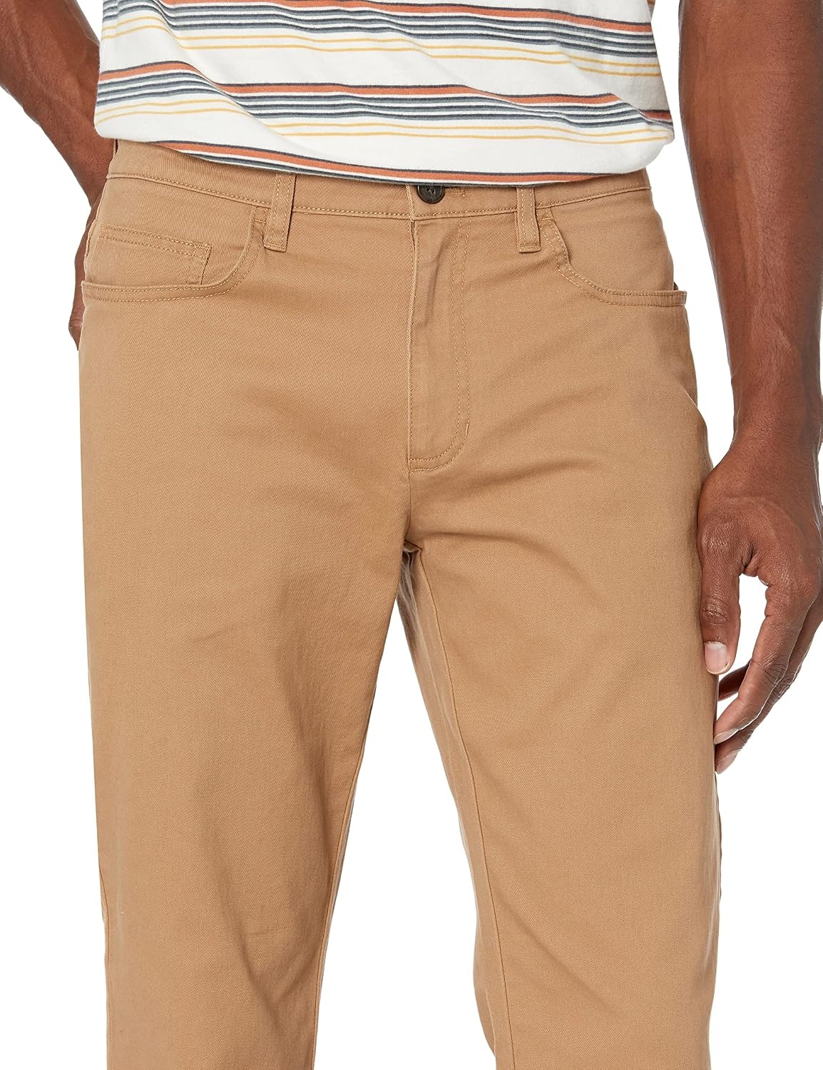 image:imageAmazon Essentials Mens SkinnyFit 5Pocket Stretch Twill Chino PantsKhaki