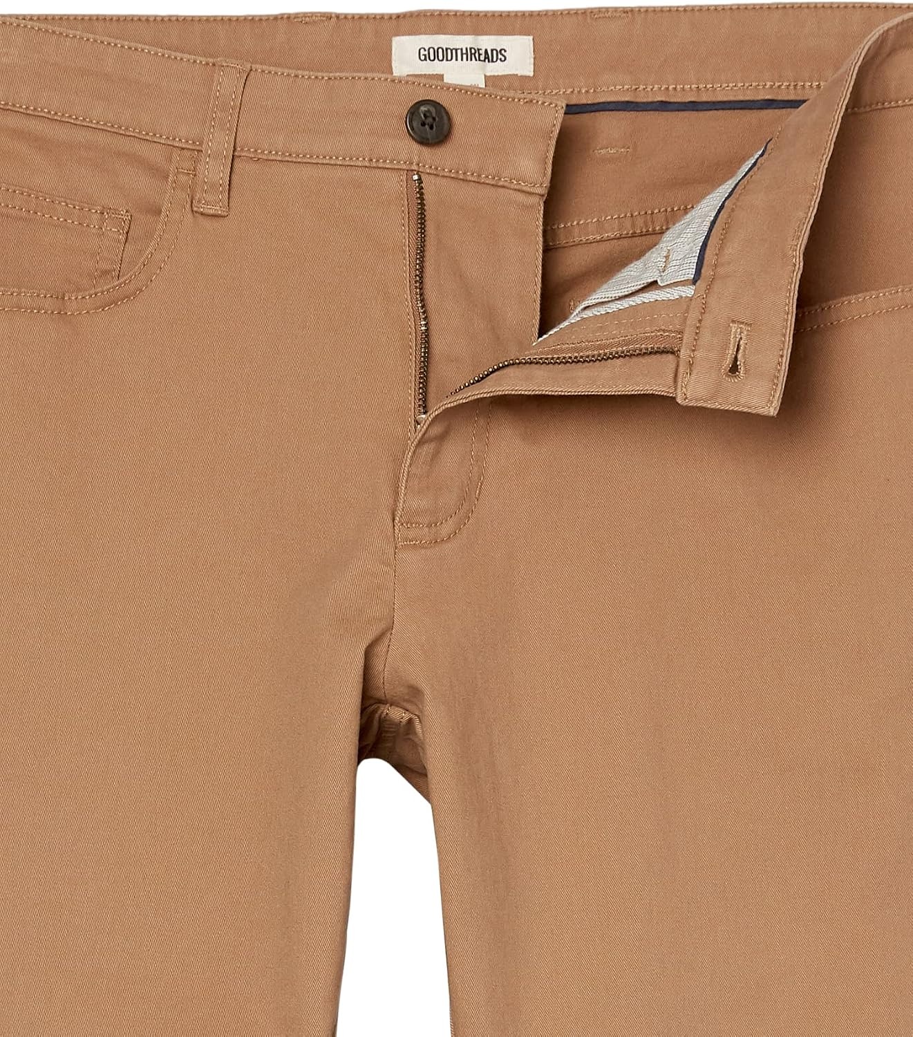 image:imageAmazon Essentials Mens SkinnyFit 5Pocket Stretch Twill Chino PantsKhaki