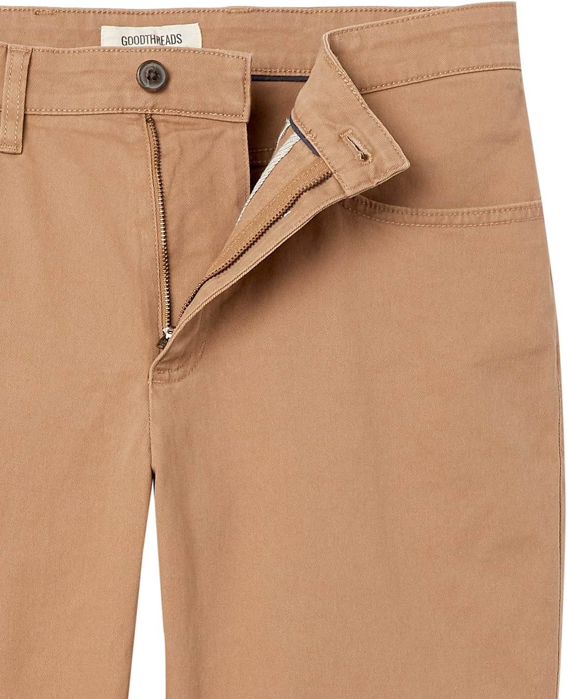 image:imageAmazon Essentials Mens SkinnyFit 5Pocket Stretch Twill Chino PantsKhaki