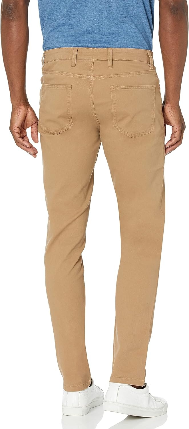 image:imageAmazon Essentials Mens SkinnyFit 5Pocket Stretch Twill Chino PantsKhaki