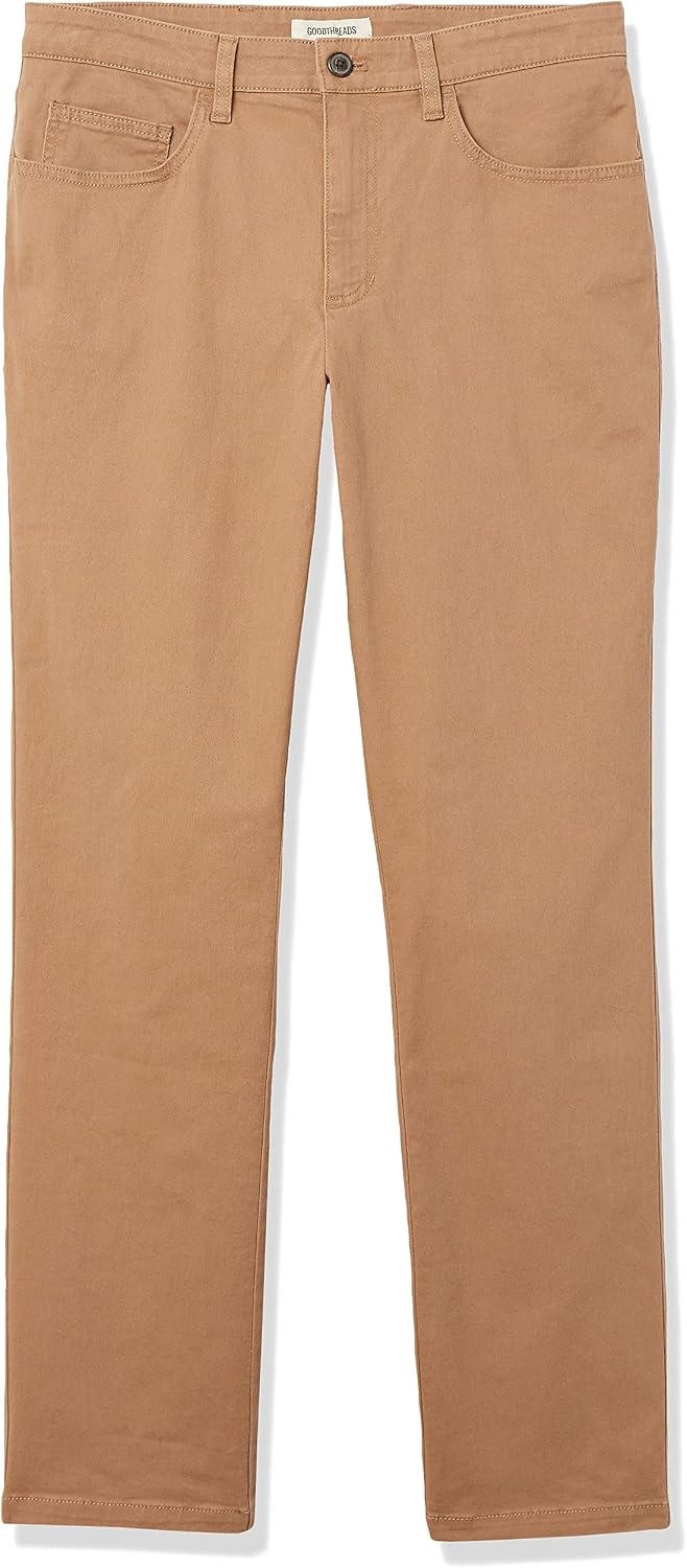 image:imageAmazon Essentials Mens SkinnyFit 5Pocket Stretch Twill Chino PantsKhaki