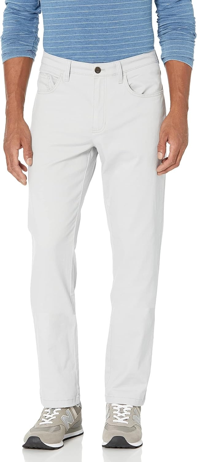 image:imageAmazon Essentials Mens SkinnyFit 5Pocket Stretch Twill Chino PantsLight Grey