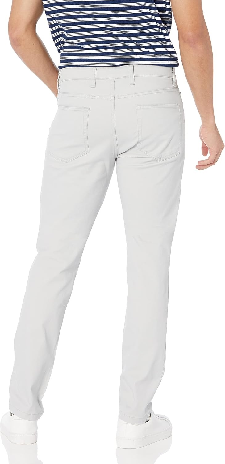 image:imageAmazon Essentials Mens SkinnyFit 5Pocket Stretch Twill Chino PantsLight Grey