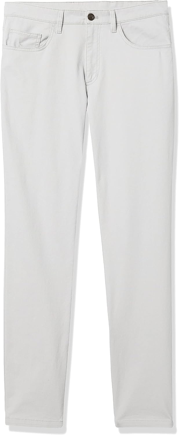image:imageAmazon Essentials Mens SkinnyFit 5Pocket Stretch Twill Chino PantsLight Grey