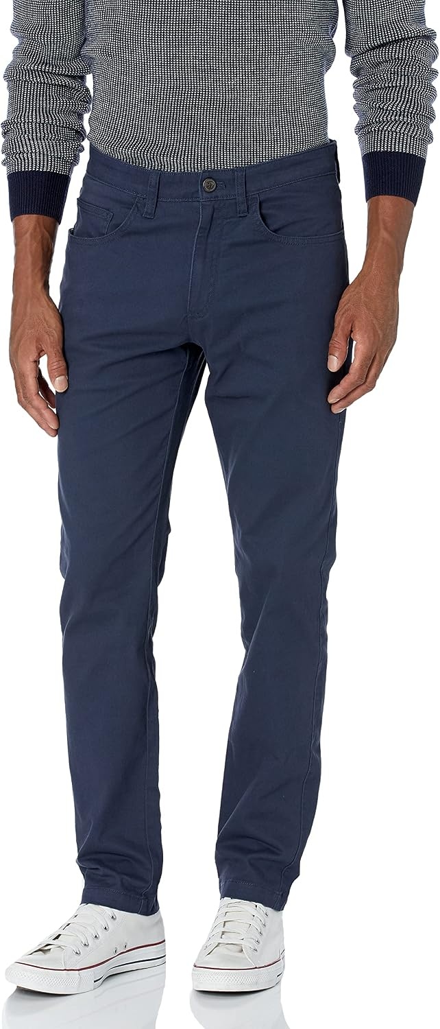 image:imageAmazon Essentials Mens SkinnyFit 5Pocket Stretch Twill Chino PantsNavy