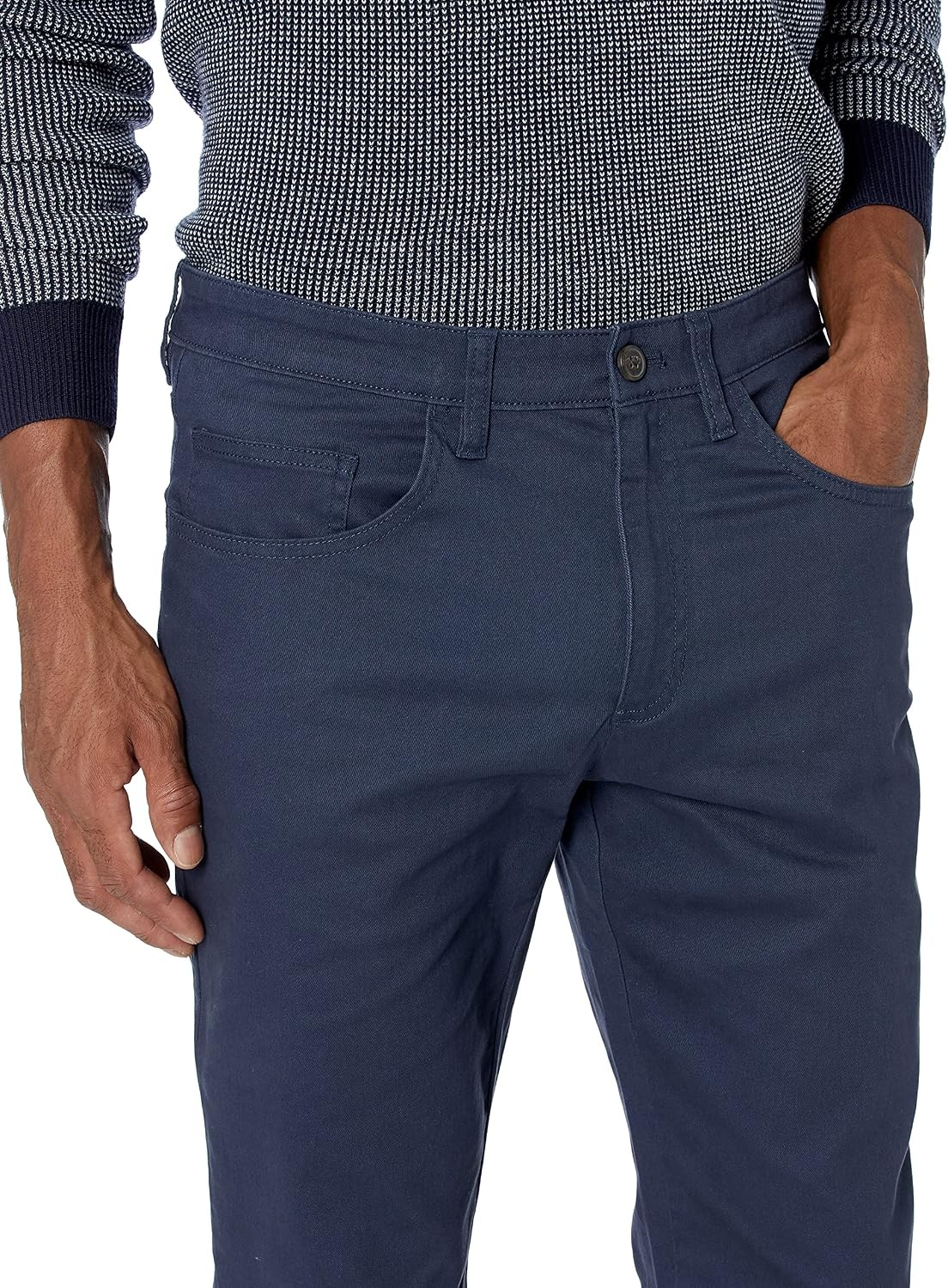 image:imageAmazon Essentials Mens SkinnyFit 5Pocket Stretch Twill Chino PantsNavy