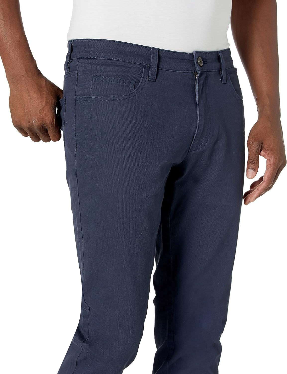 image:imageAmazon Essentials Mens SkinnyFit 5Pocket Stretch Twill Chino PantsNavy