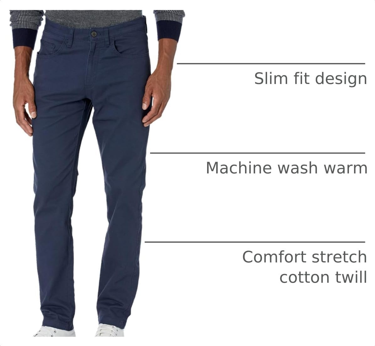 image:imageAmazon Essentials Mens SkinnyFit 5Pocket Stretch Twill Chino PantsNavy