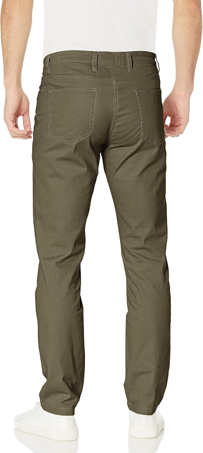 image:imageAmazon Essentials Mens SkinnyFit 5Pocket Stretch Twill Chino PantsOlive