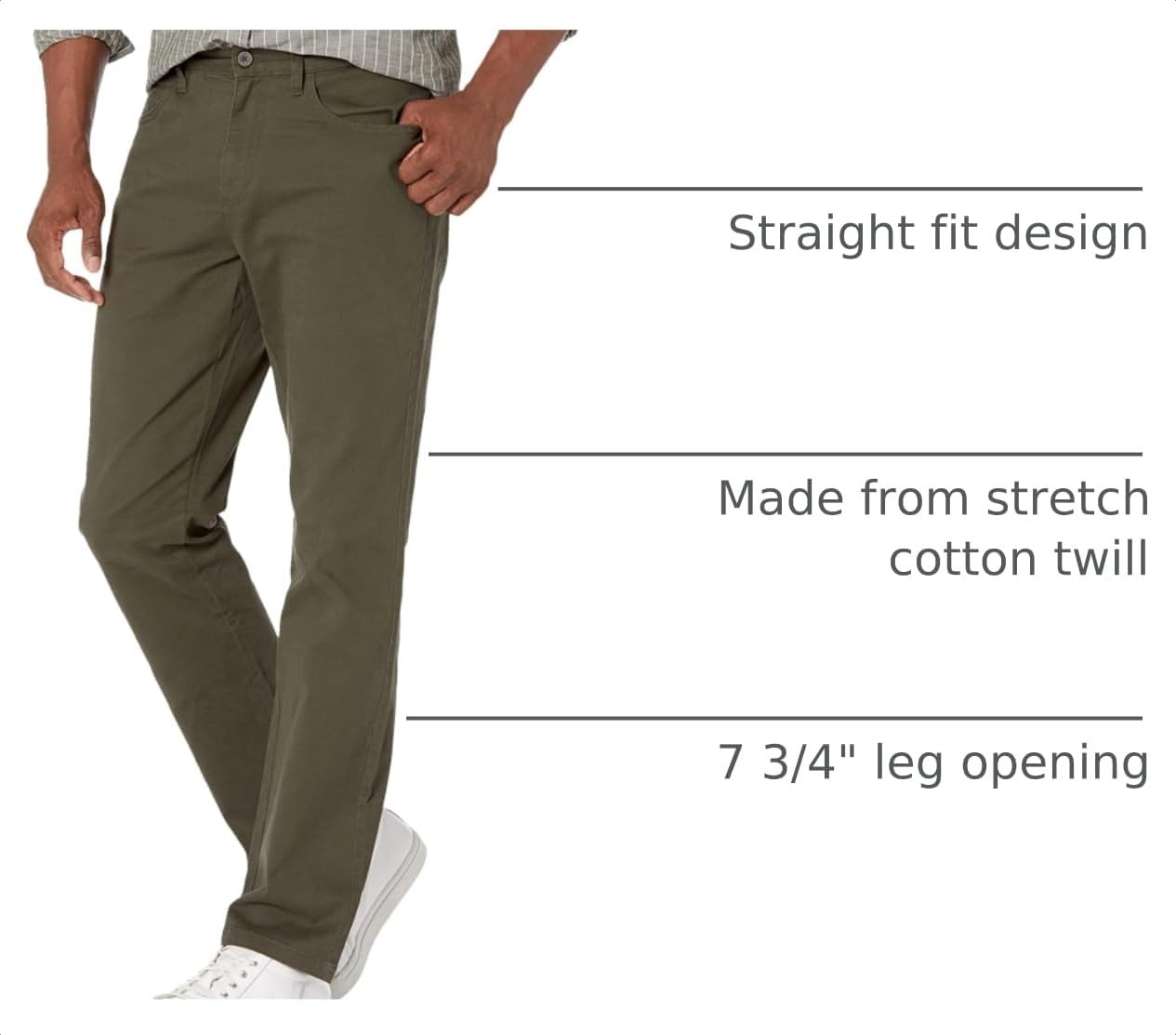 image:imageAmazon Essentials Mens SkinnyFit 5Pocket Stretch Twill Chino PantsOlive