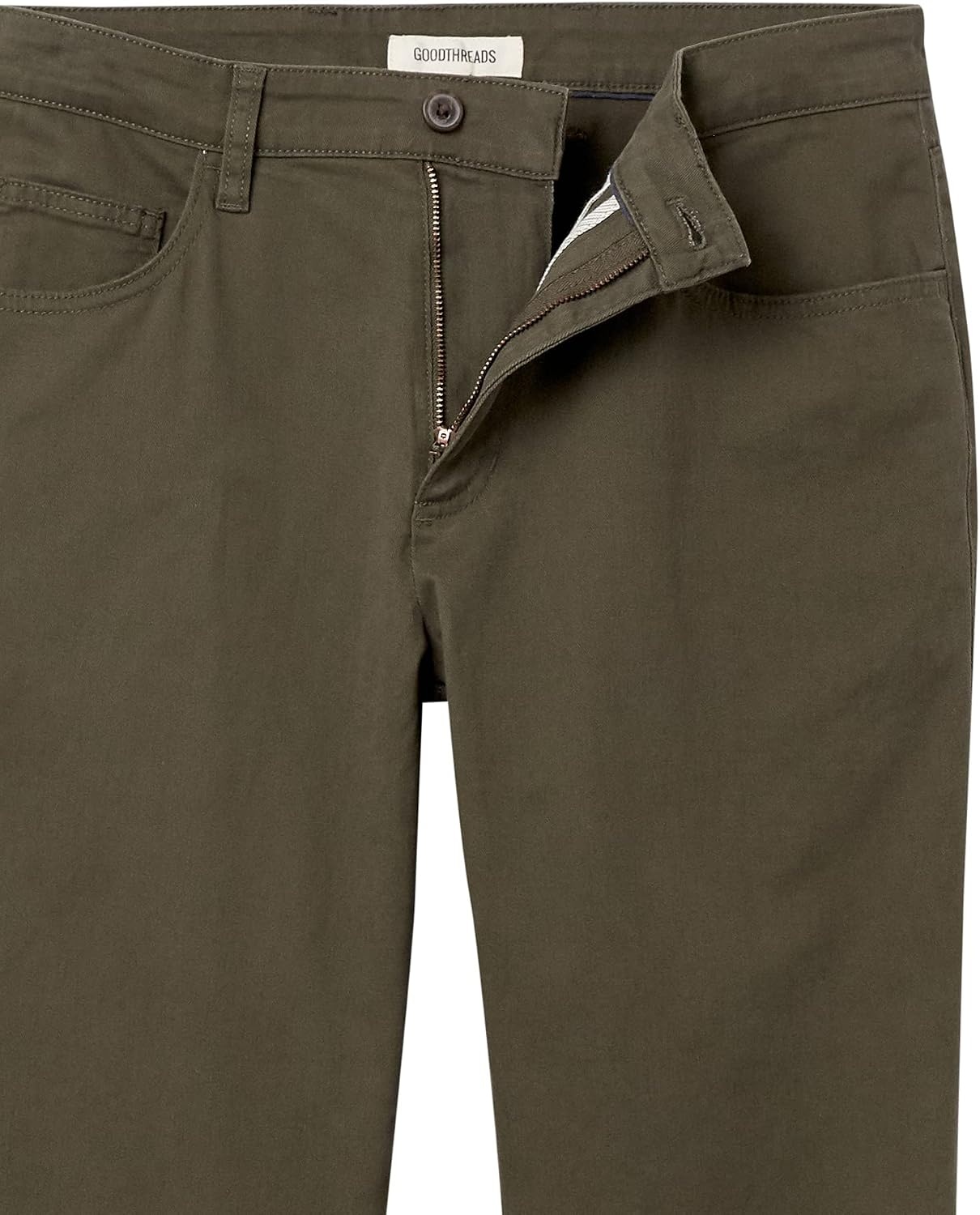 image:imageAmazon Essentials Mens SkinnyFit 5Pocket Stretch Twill Chino PantsOlive