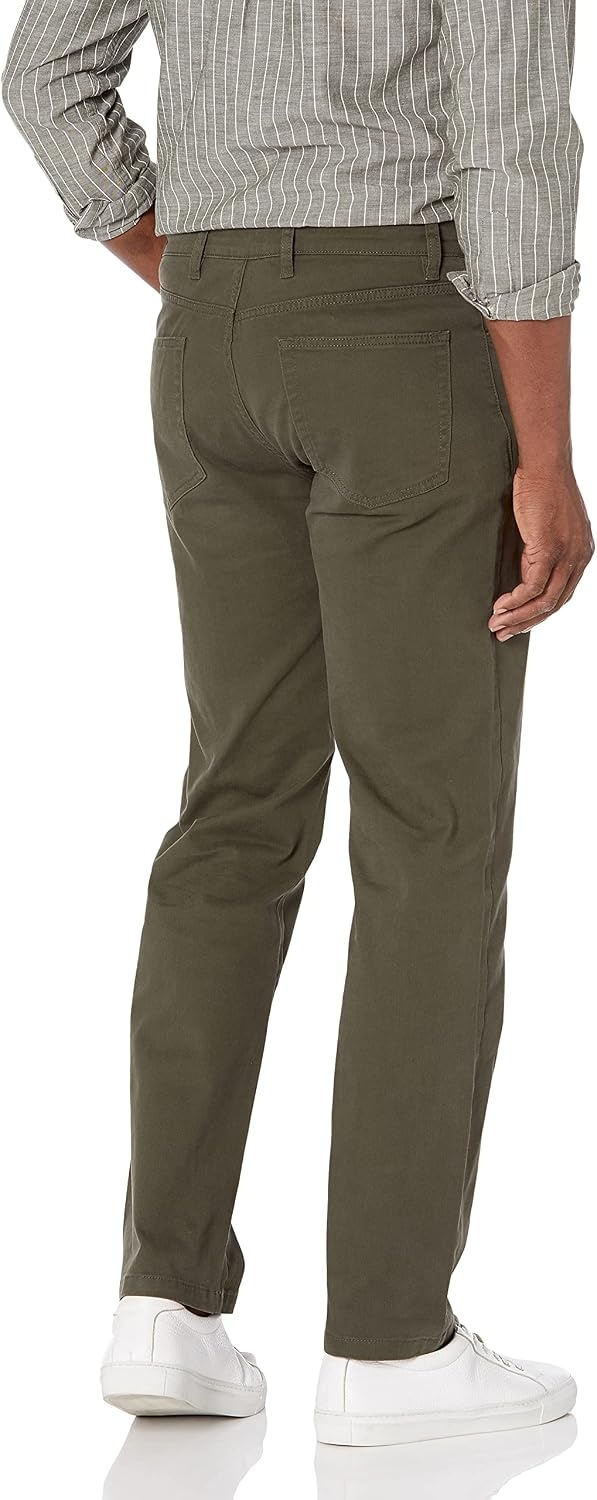 image:imageAmazon Essentials Mens SkinnyFit 5Pocket Stretch Twill Chino PantsOlive