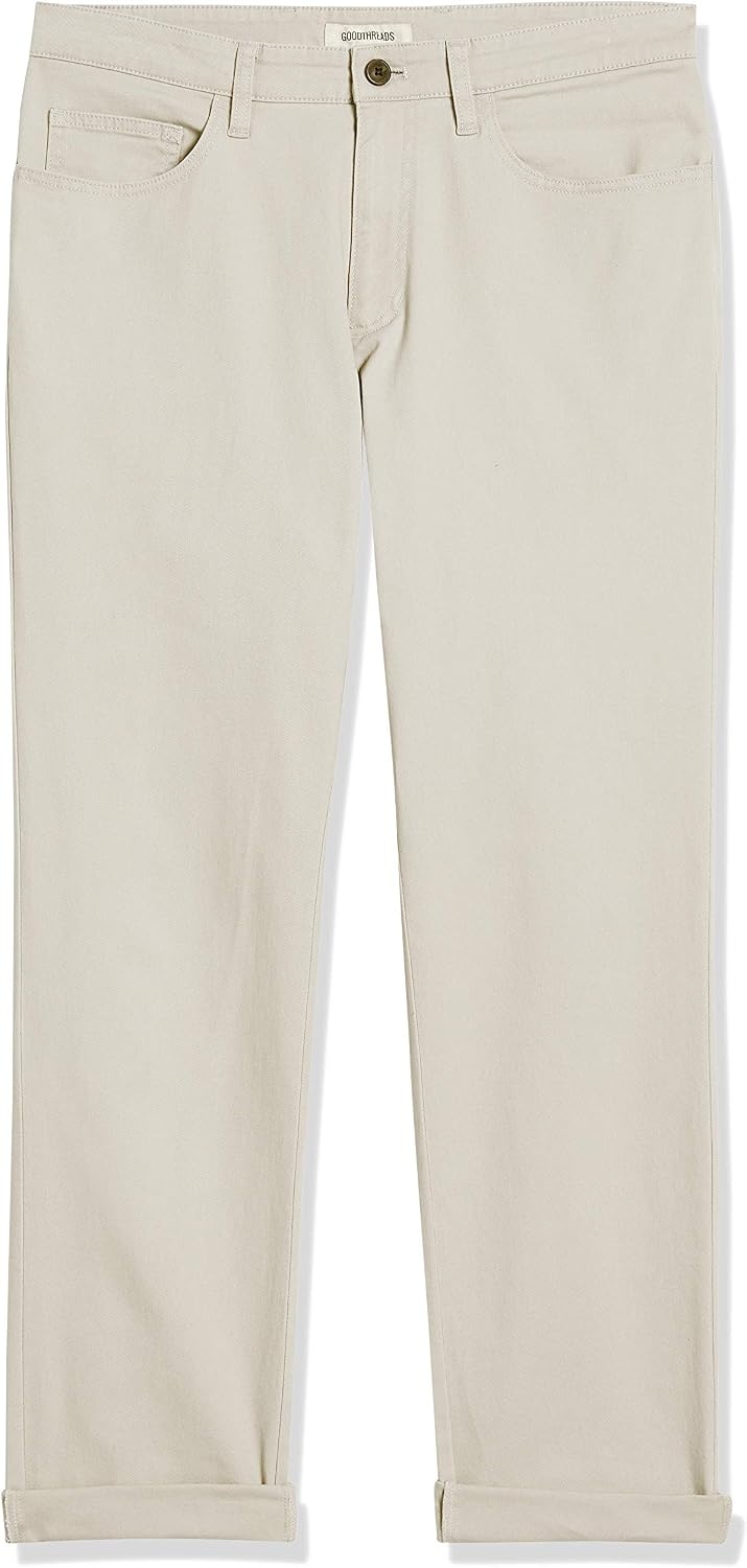 image:imageAmazon Essentials Mens SkinnyFit 5Pocket Stretch Twill Chino PantsStone