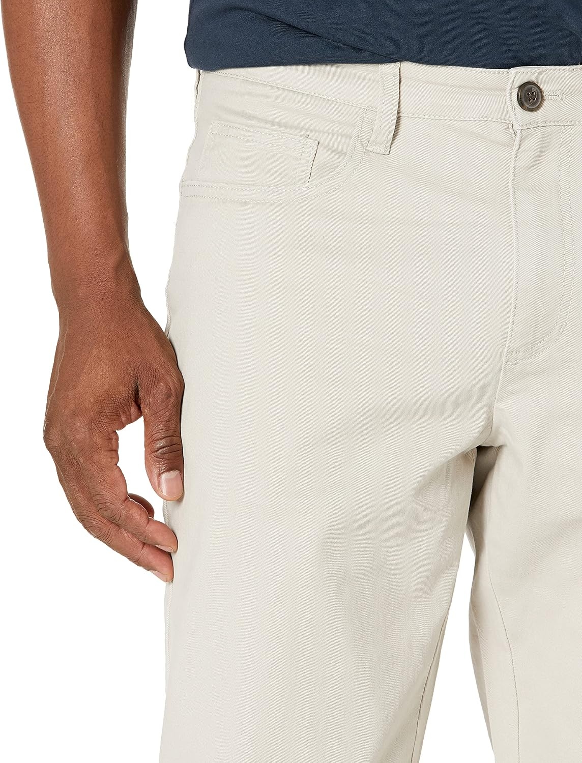 image:imageAmazon Essentials Mens SkinnyFit 5Pocket Stretch Twill Chino PantsStone