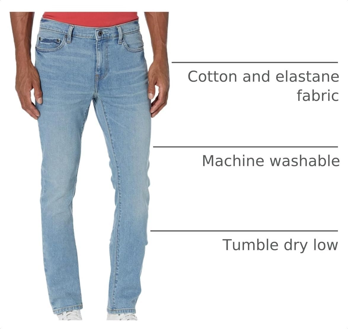 image:imageAmazon Essentials Mens SkinnyFit Comfort Stretch Denim Jeans Discontinued ColorsLight Blue