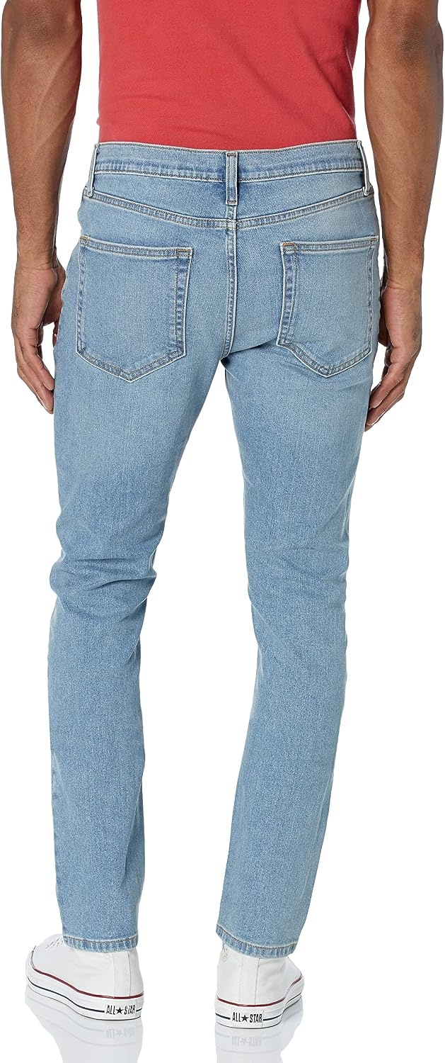 image:imageAmazon Essentials Mens SkinnyFit Comfort Stretch Denim Jeans Discontinued ColorsLight Blue