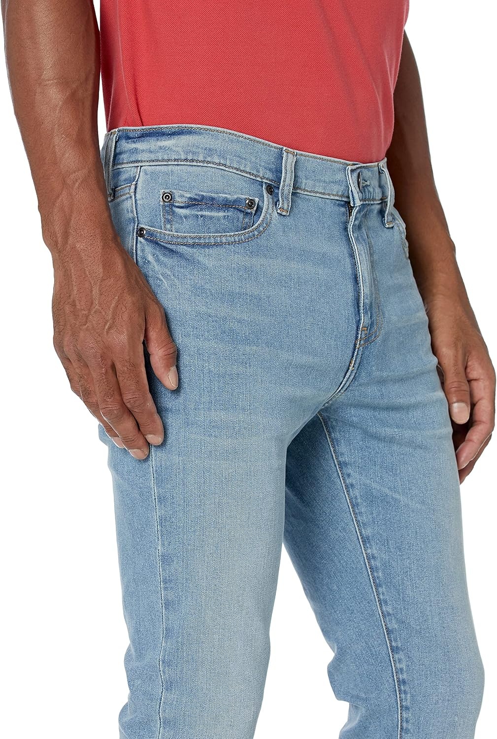 image:imageAmazon Essentials Mens SkinnyFit Comfort Stretch Denim Jeans Discontinued ColorsLight Blue