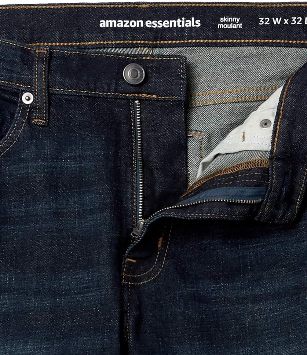 image:imageAmazon Essentials Mens SkinnyFit Stretch Jean Discontinued ColorsDark IndigoRinsed