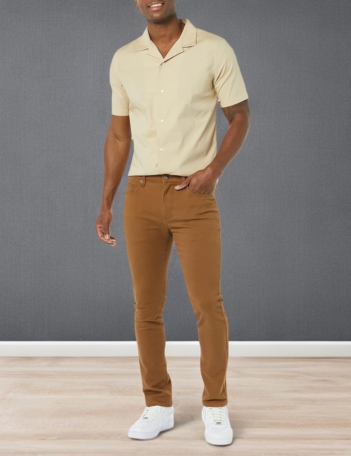 image:imageAmazon Essentials Mens SkinnyFit Stretch Jean Discontinued ColorsDark Khaki Brown
