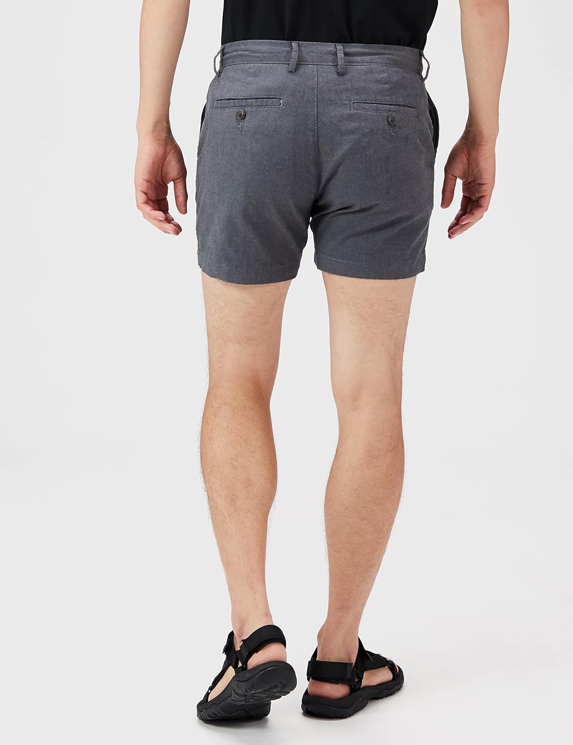 image:imageAmazon Essentials Mens SlimFit 5 Lightweight Comfort Stretch Oxford Cotton ShortsGrey