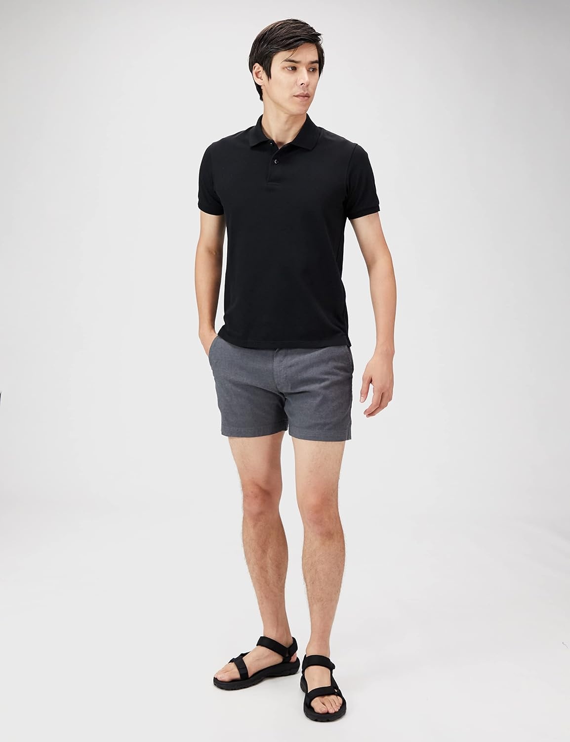 image:imageAmazon Essentials Mens SlimFit 5 Lightweight Comfort Stretch Oxford Cotton ShortsGrey