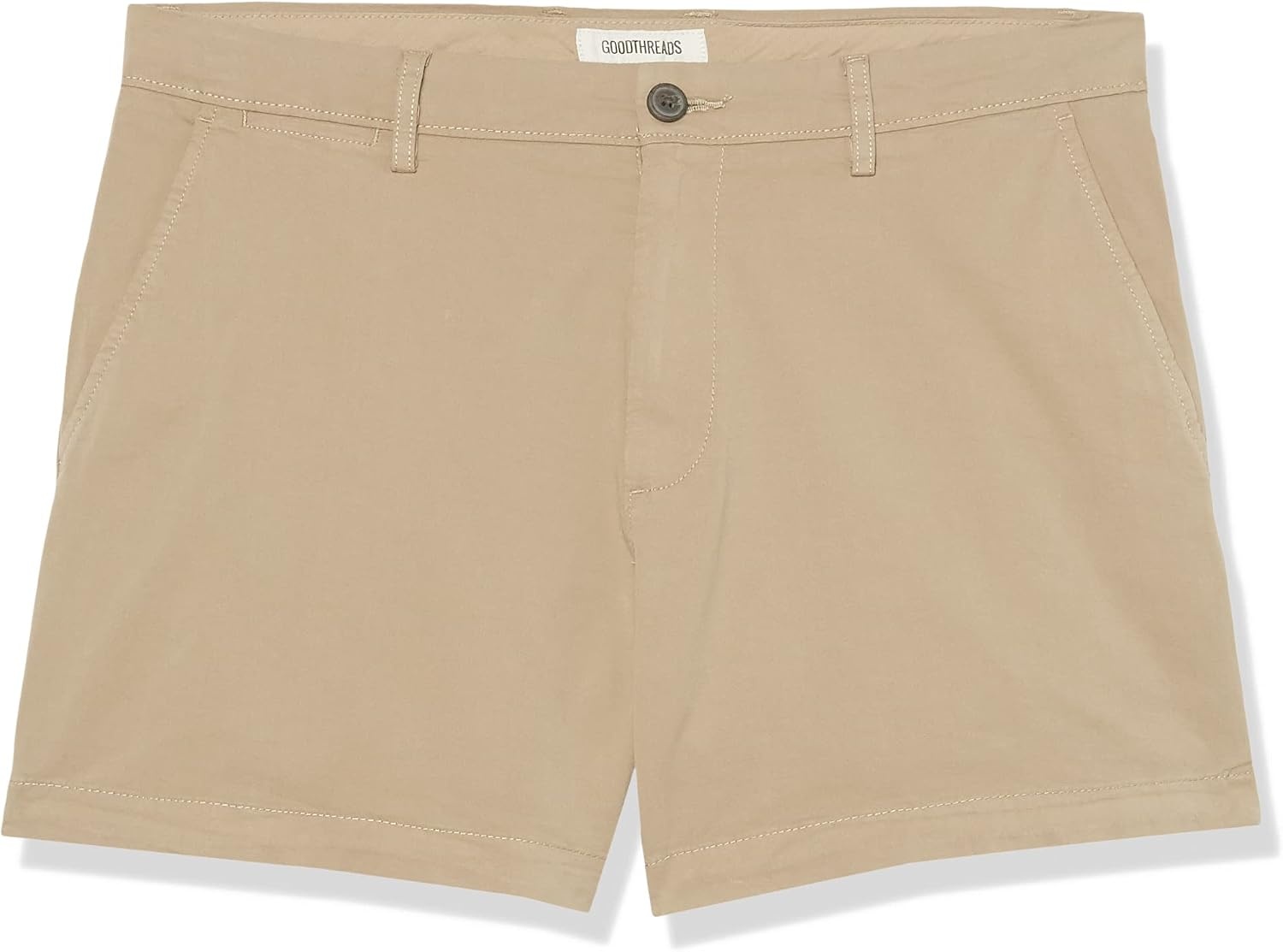 image:imageAmazon Essentials Mens SlimFit 5 Lightweight Comfort Stretch Oxford Cotton ShortsKhaki Brown