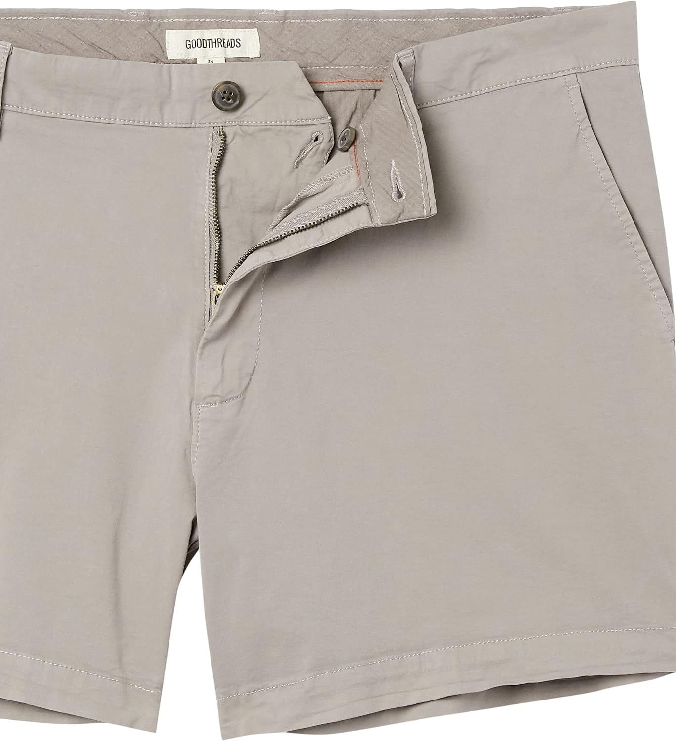 image:imageAmazon Essentials Mens SlimFit 5 Lightweight Comfort Stretch Oxford Cotton ShortsLight Grey