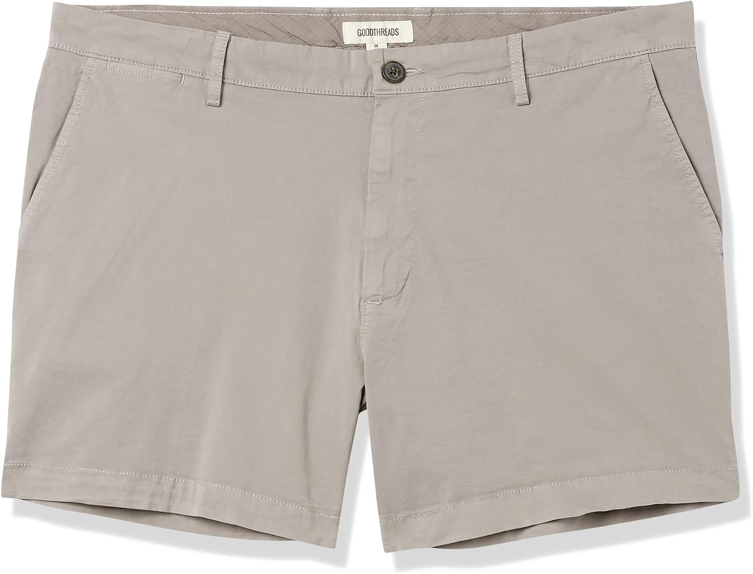 image:imageAmazon Essentials Mens SlimFit 5 Lightweight Comfort Stretch Oxford Cotton ShortsLight Grey