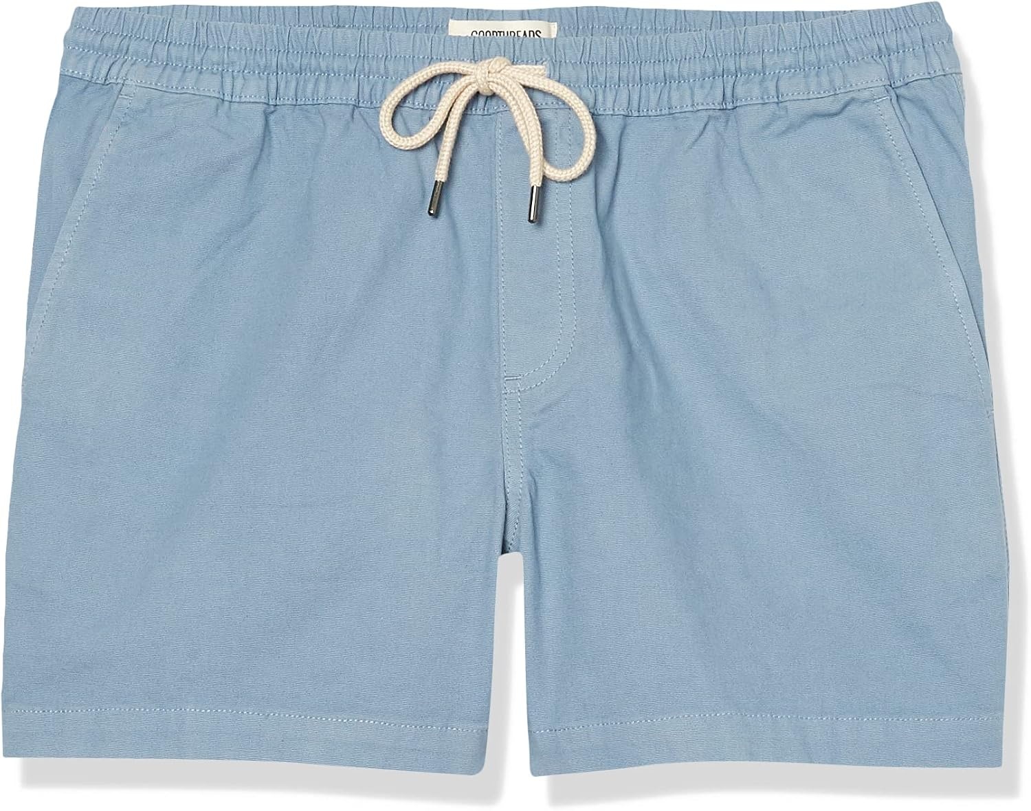 image:imageAmazon Essentials Mens SlimFit 5 Pullon Comfort Stretch Canvas ShortsLight Blue