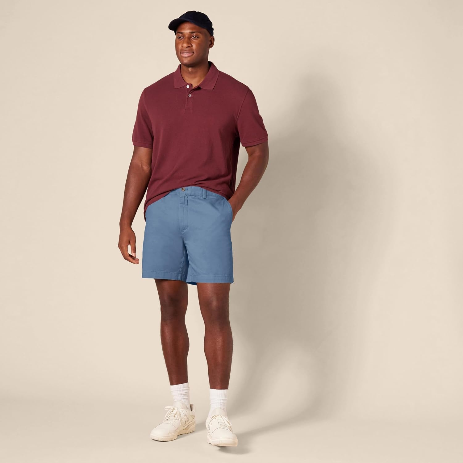 image:imageAmazon Essentials Mens SlimFit 7 Chino ShortsDeep Blue