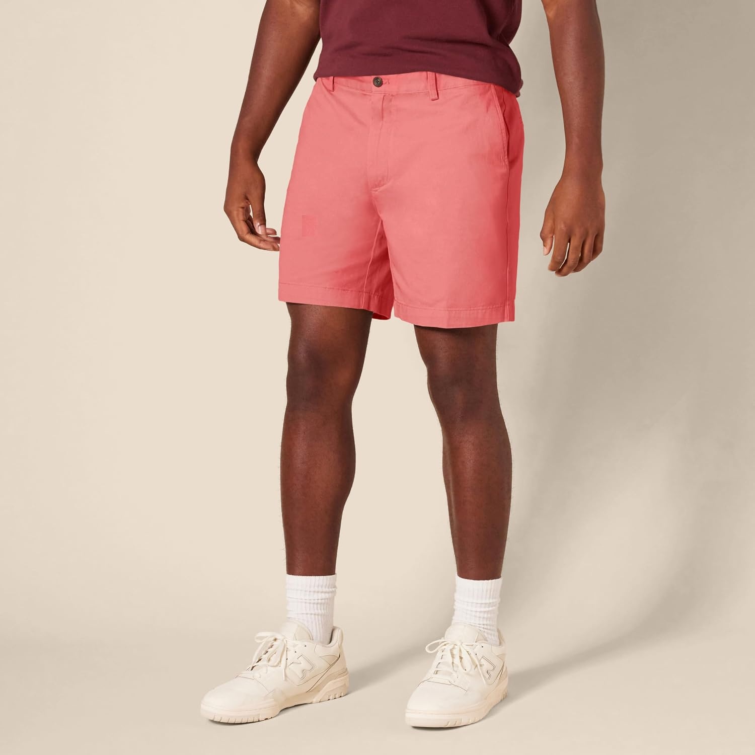 image:imageAmazon Essentials Mens SlimFit 7 Chino ShortsRaspberry Red