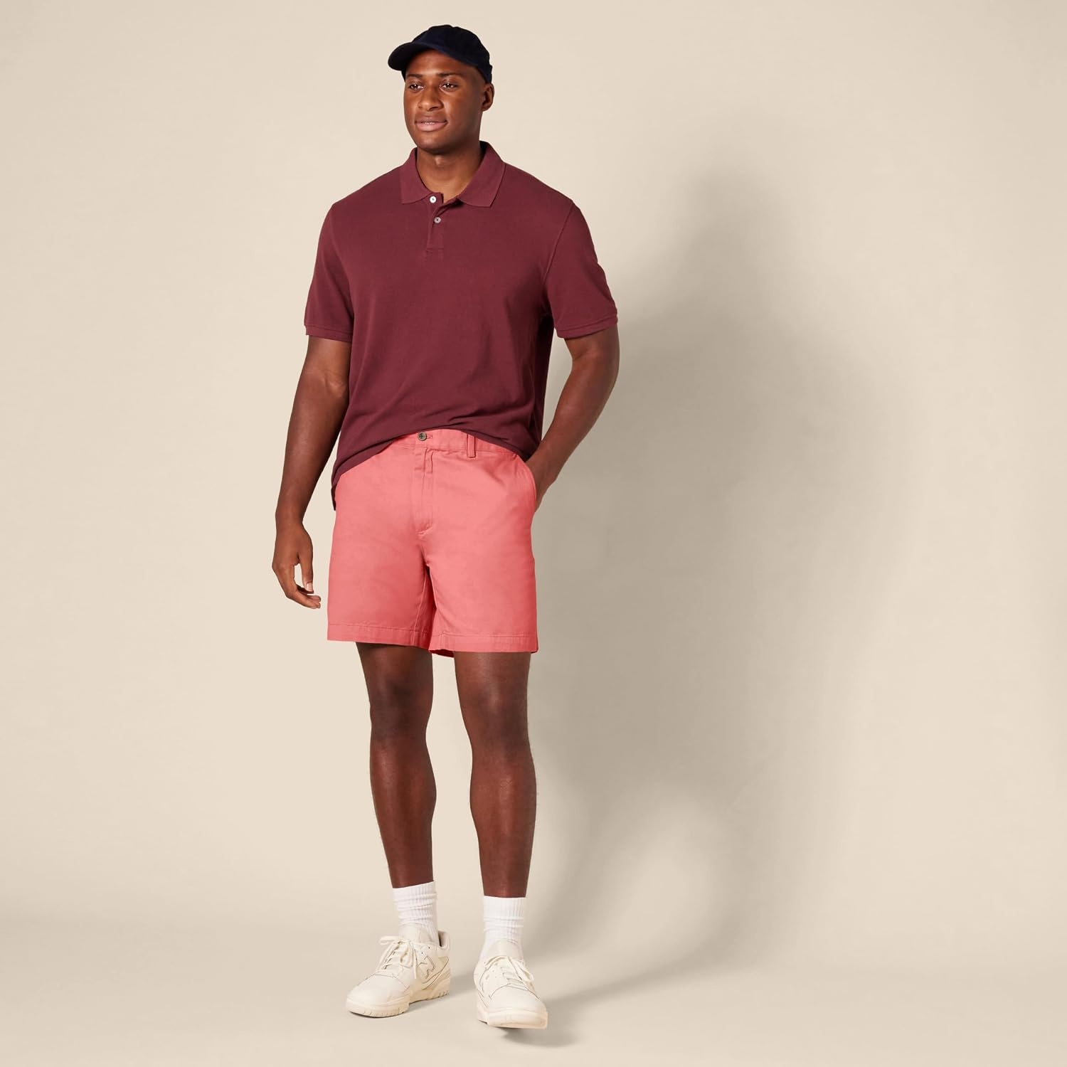 image:imageAmazon Essentials Mens SlimFit 7 Chino ShortsRaspberry Red