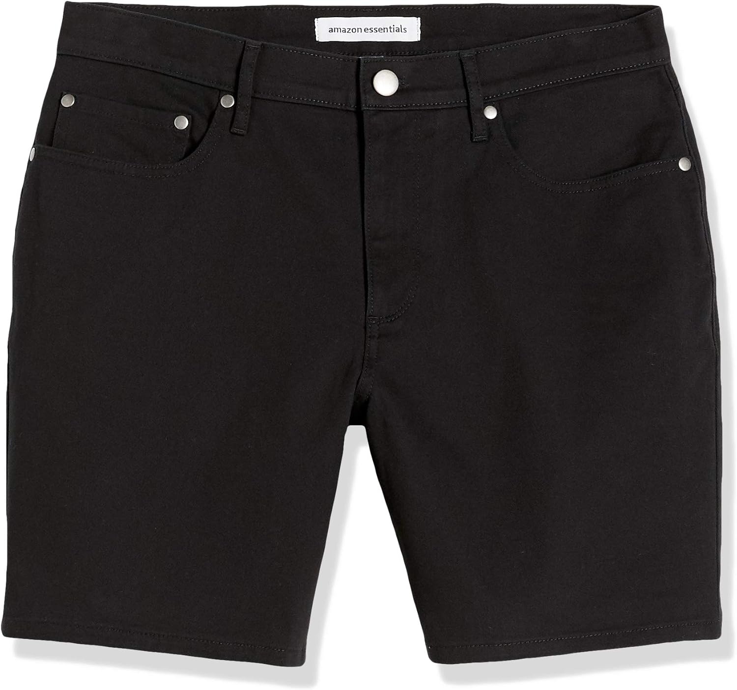image:imageAmazon Essentials Mens SlimFit 7 Inseam Stretch 5Pocket Shorts with Tapered LegBlack