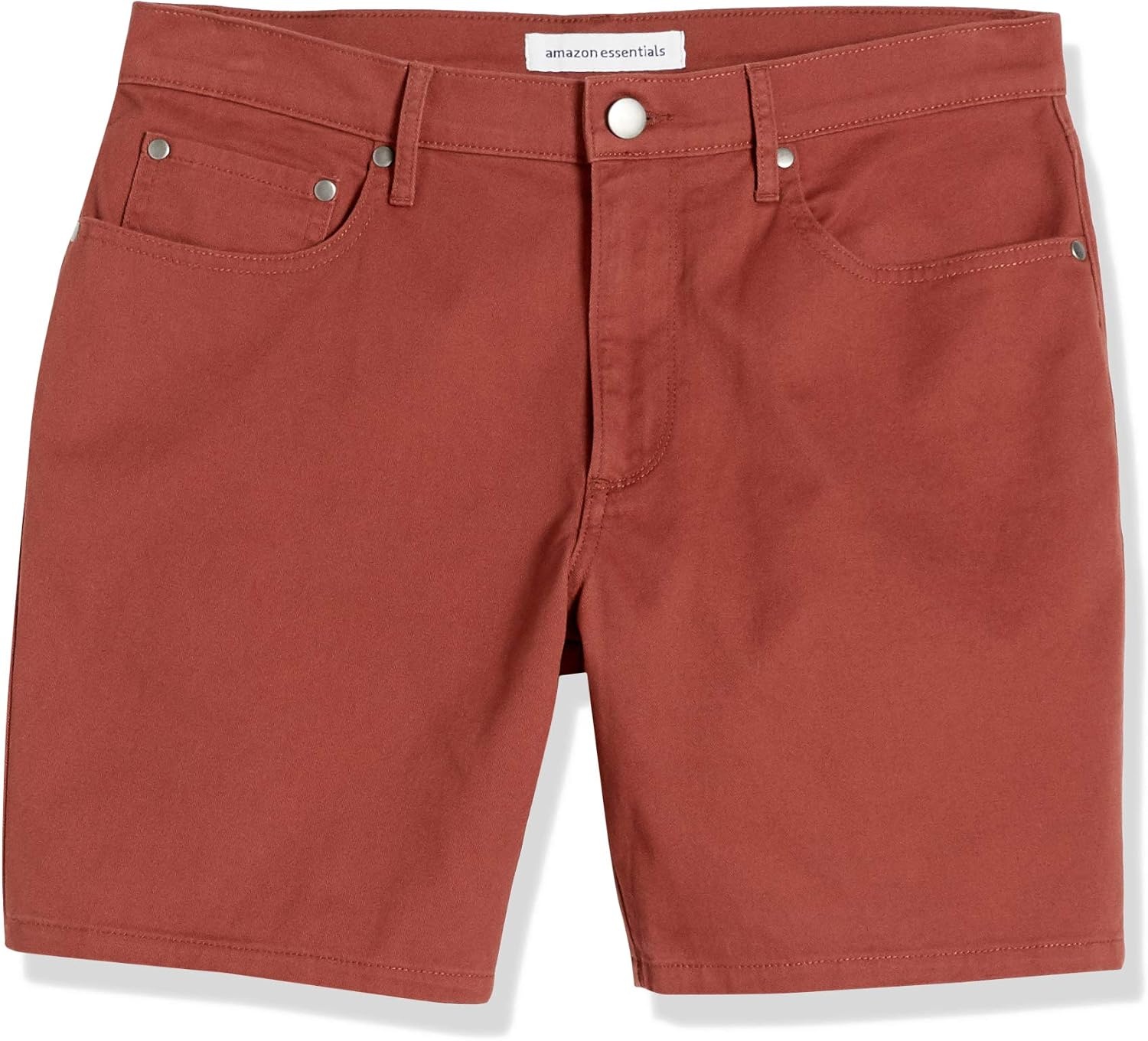 image:imageAmazon Essentials Mens SlimFit 7 Inseam Stretch 5Pocket Shorts with Tapered LegChestnut Brown