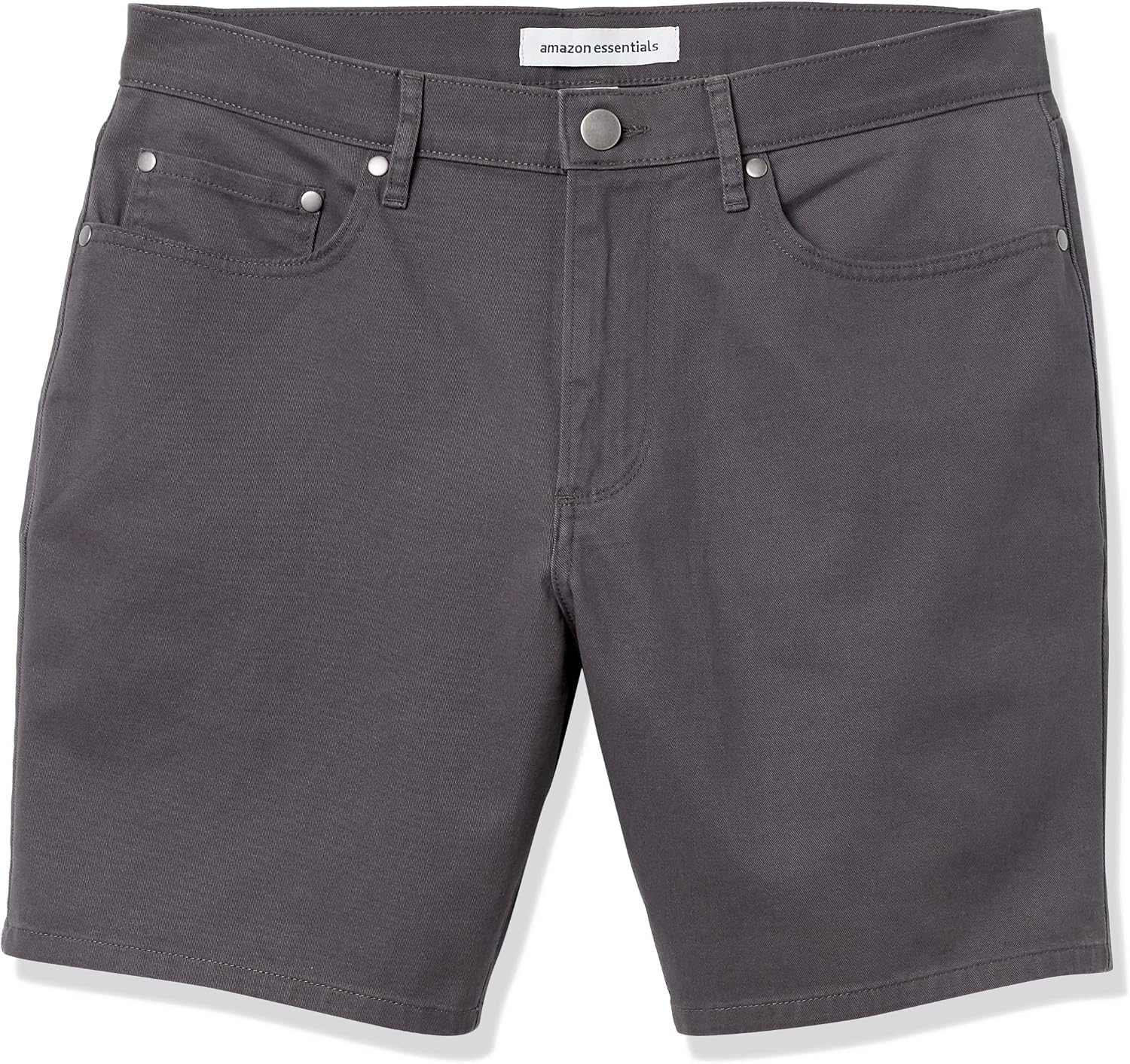 image:imageAmazon Essentials Mens SlimFit 7 Inseam Stretch 5Pocket Shorts with Tapered LegDark Grey