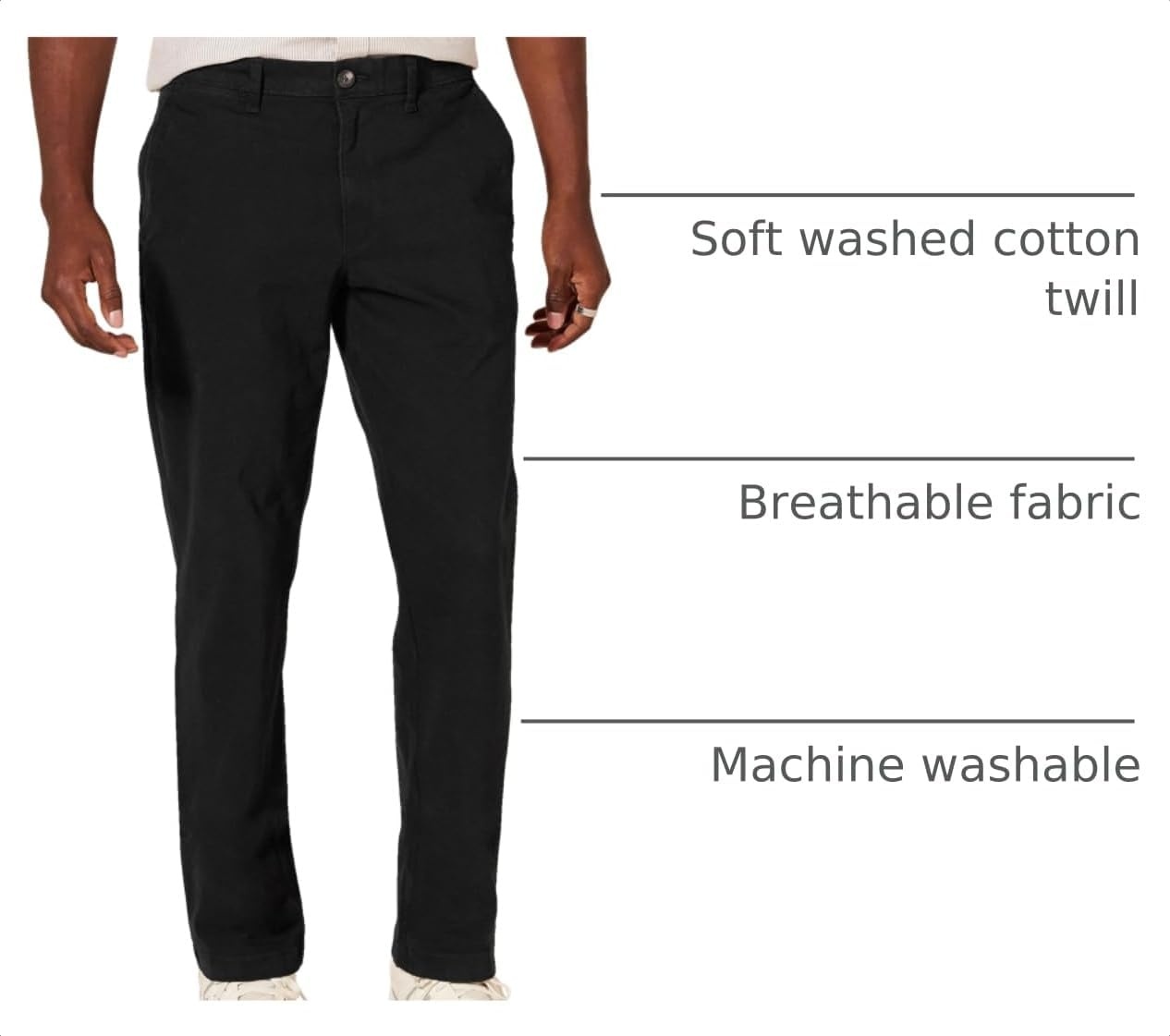 image:imageAmazon Essentials Mens SlimFit AllDay Stretch Casual Chino PantBlack