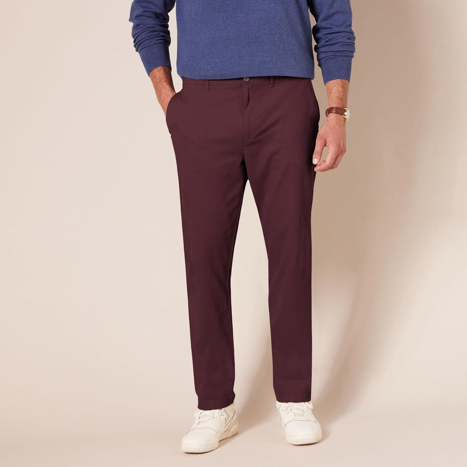 image:imageAmazon Essentials Mens SlimFit AllDay Stretch Casual Chino PantBurgundy
