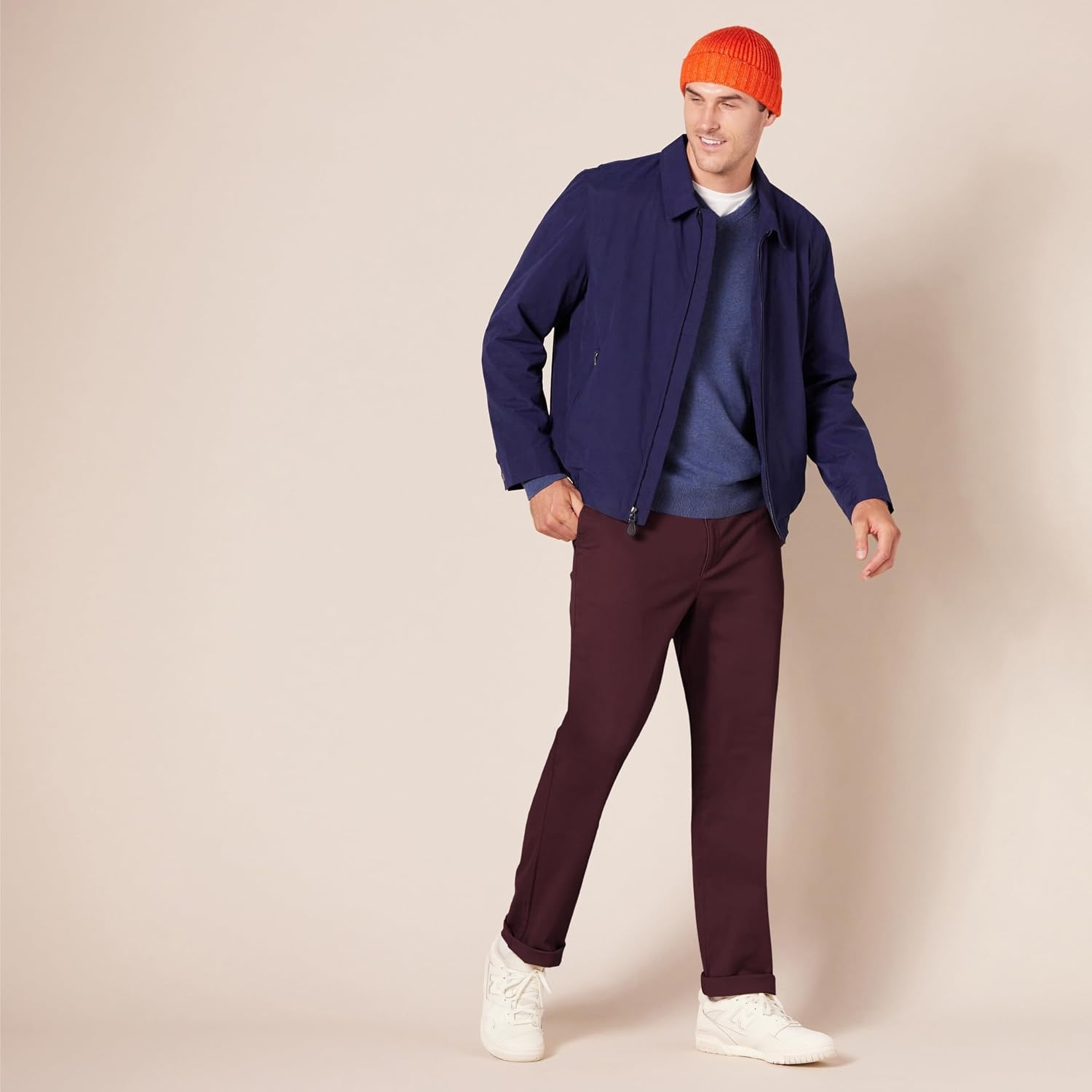 image:imageAmazon Essentials Mens SlimFit AllDay Stretch Casual Chino PantBurgundy