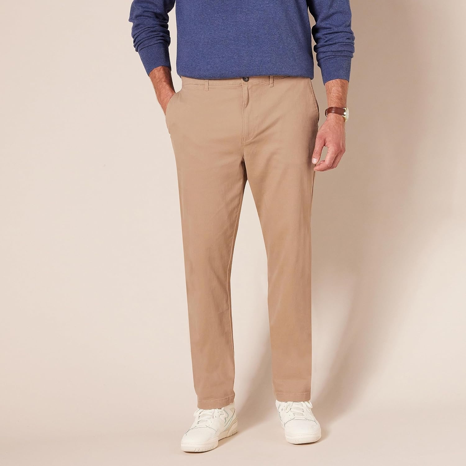 image:imageAmazon Essentials Mens SlimFit AllDay Stretch Casual Chino PantDark Khaki