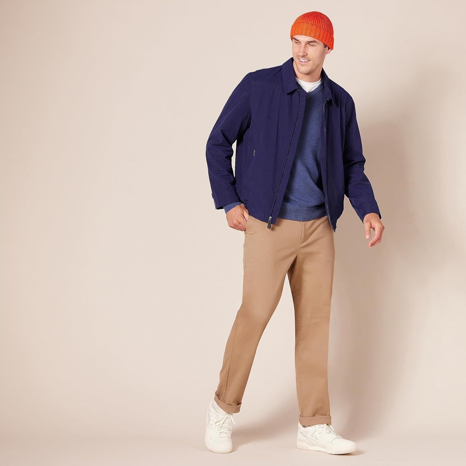 image:imageAmazon Essentials Mens SlimFit AllDay Stretch Casual Chino PantDark Khaki