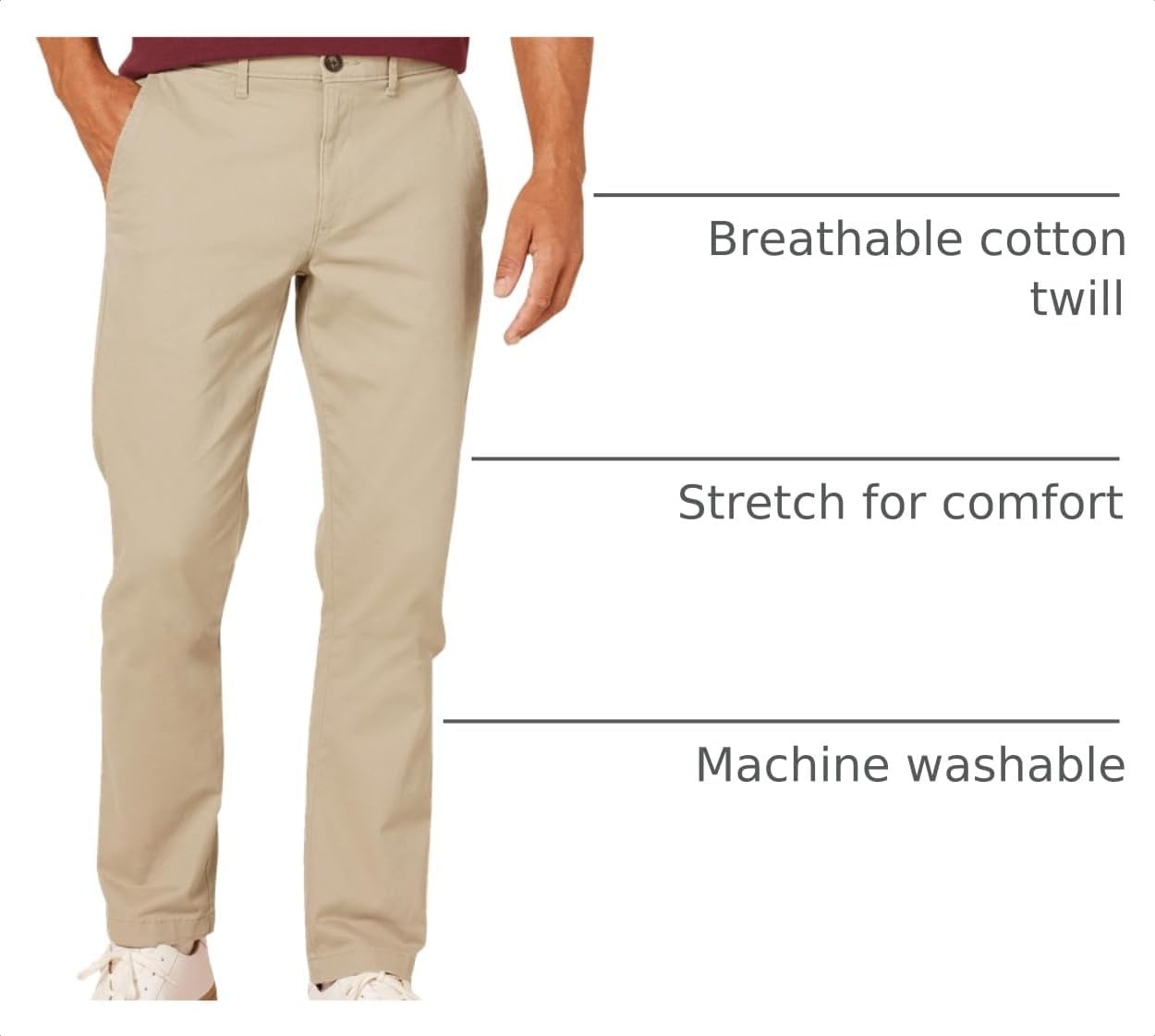image:imageAmazon Essentials Mens SlimFit AllDay Stretch Casual Chino PantKhaki Brown