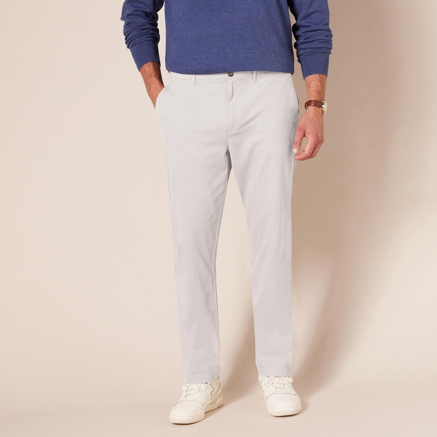 image:imageAmazon Essentials Mens SlimFit AllDay Stretch Casual Chino PantLight Grey