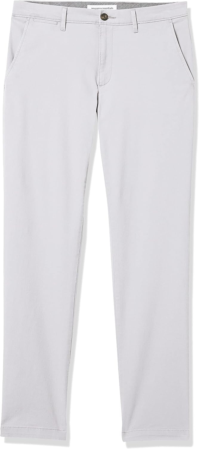 image:imageAmazon Essentials Mens SlimFit AllDay Stretch Casual Chino PantLight Grey