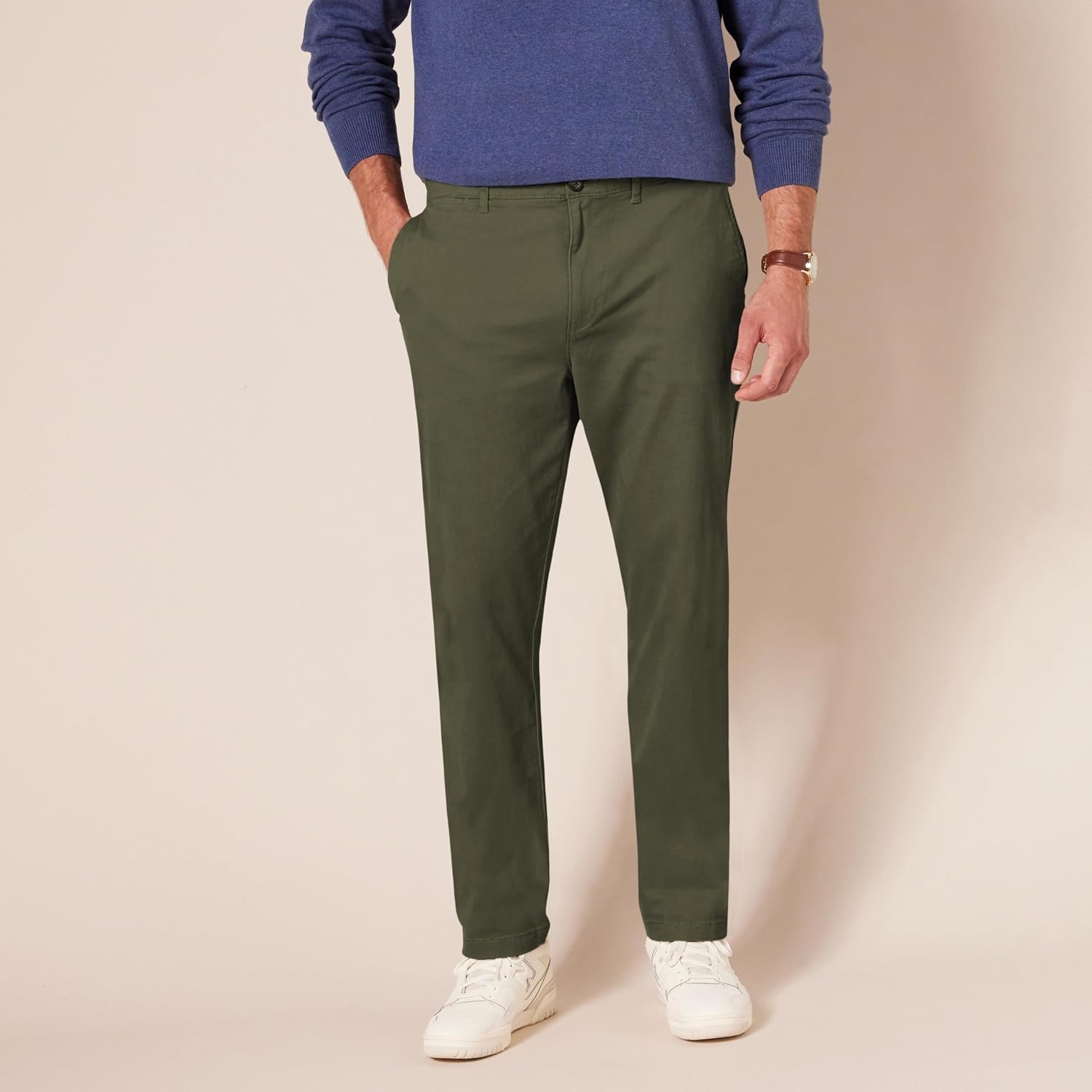 image:imageAmazon Essentials Mens SlimFit AllDay Stretch Casual Chino PantOlive