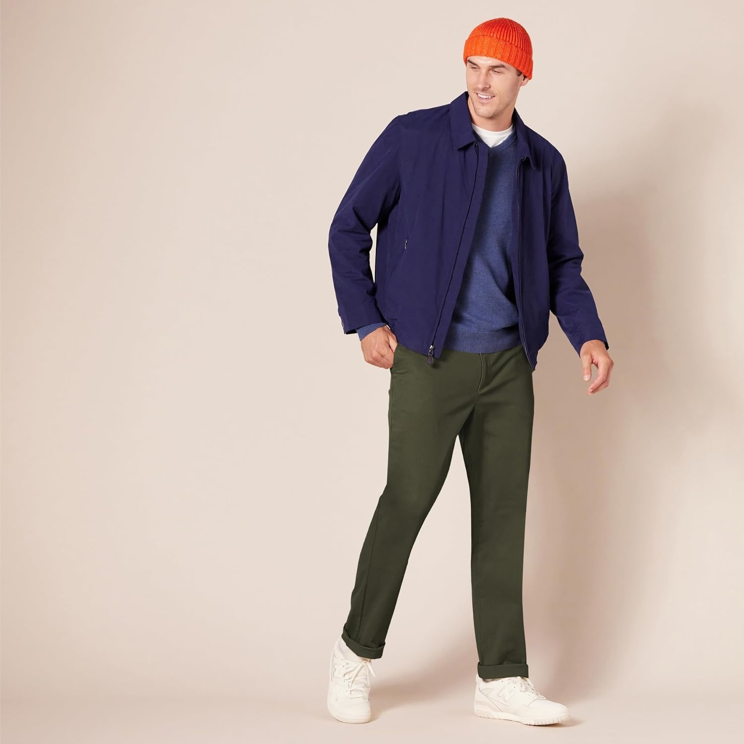 image:imageAmazon Essentials Mens SlimFit AllDay Stretch Casual Chino PantOlive