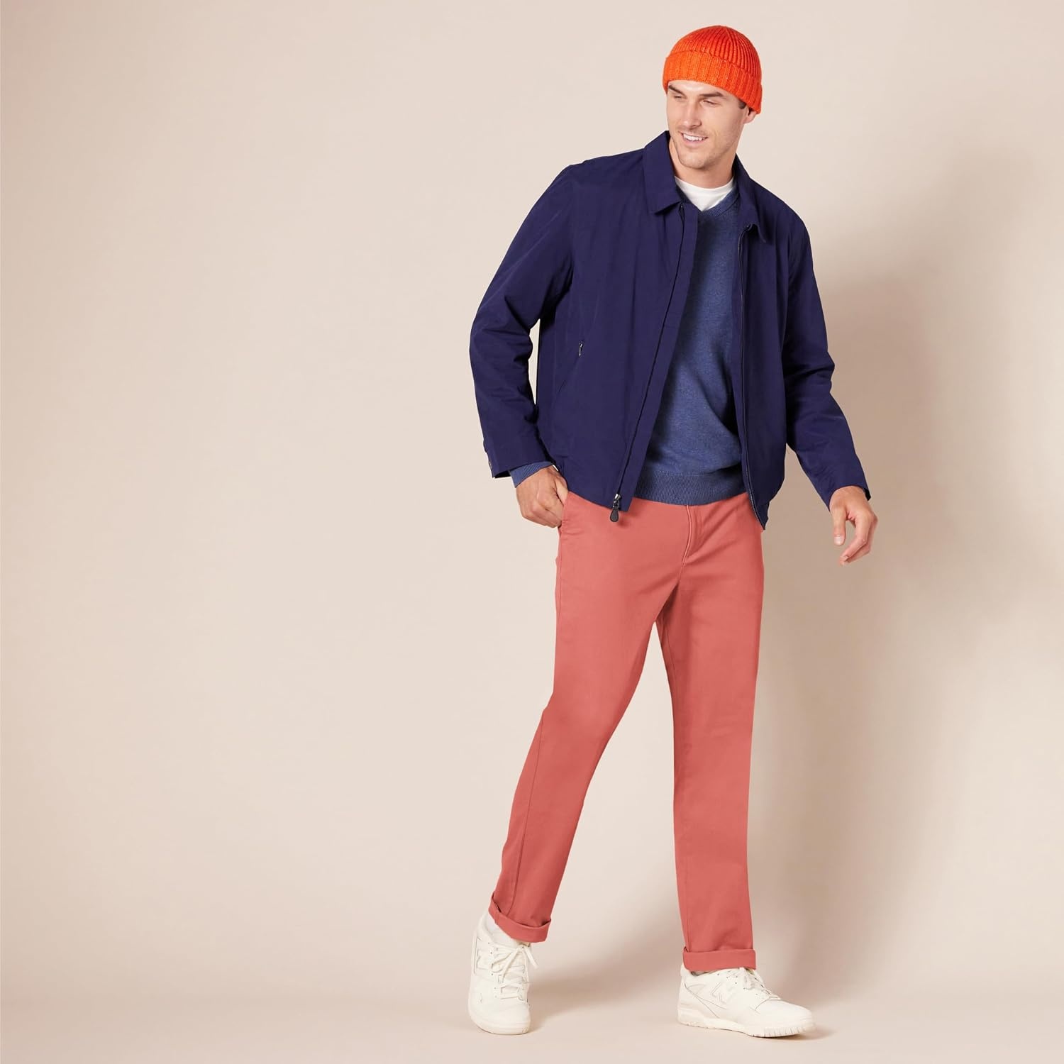 image:imageAmazon Essentials Mens SlimFit AllDay Stretch Casual Chino PantWashed Red
