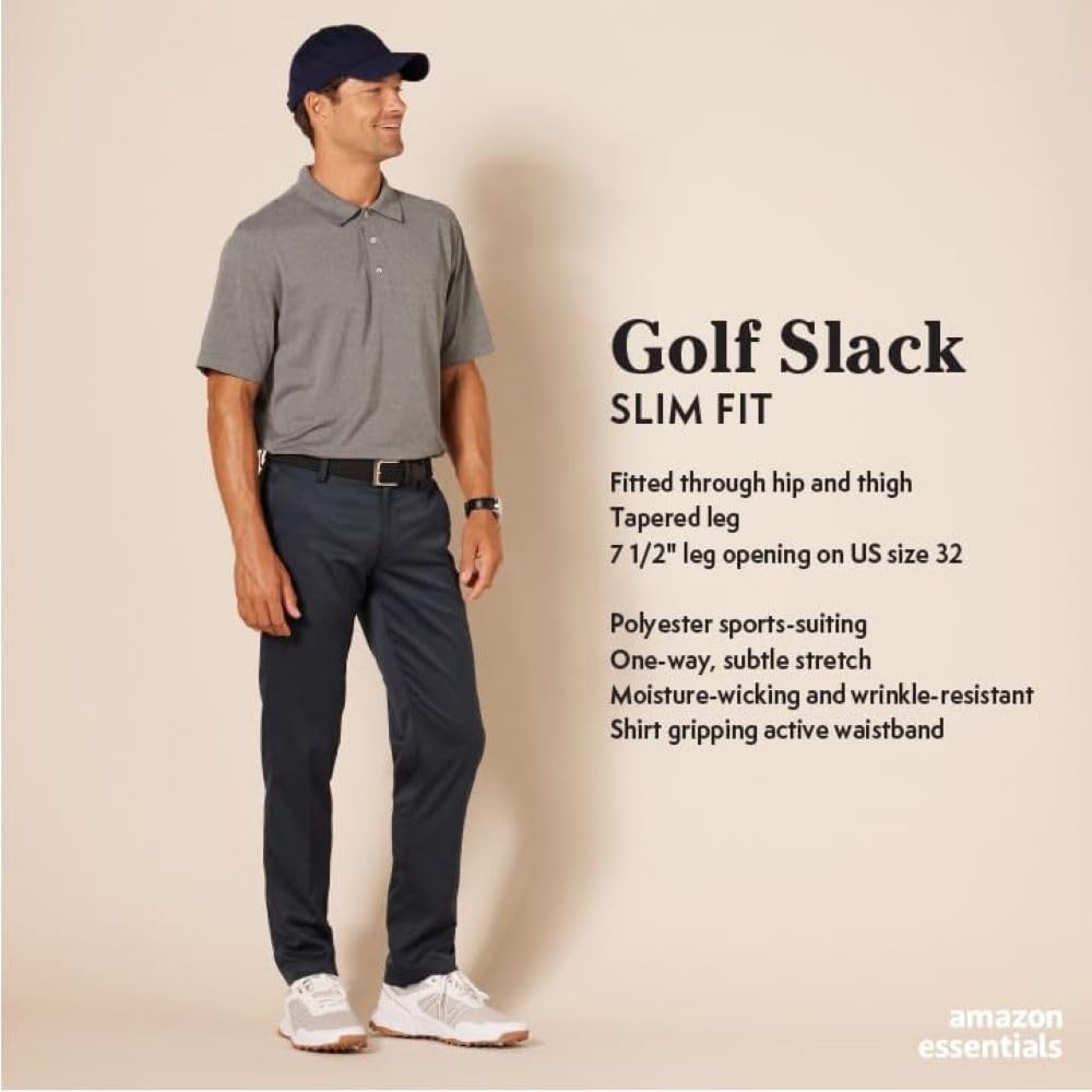 image:imageAmazon Essentials Mens SlimFit AllDay Stretch Golf PantKhaki