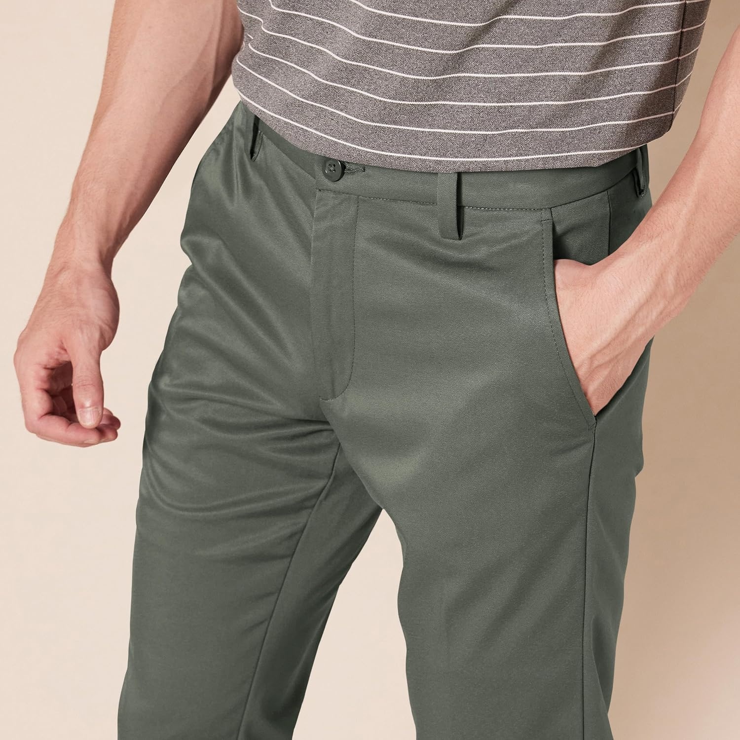 image:imageAmazon Essentials Mens SlimFit AllDay Stretch Golf PantOlive